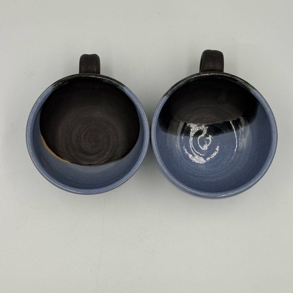 M. Ray Stoneware 2 Toned Hand-thrown Coffee Mugs - Picture 4 of 6